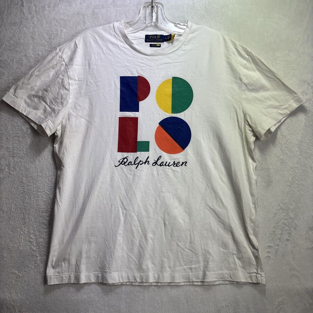 POLO RALPH LAUREN Men's White Classic Fit Graphic Logo Jersey T-Shirt M